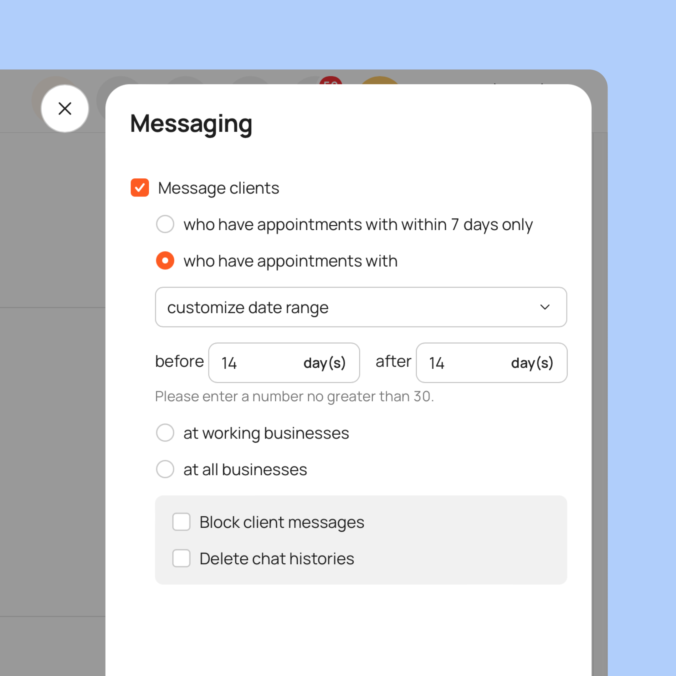 Customizable Staff Message Time Frame Permission